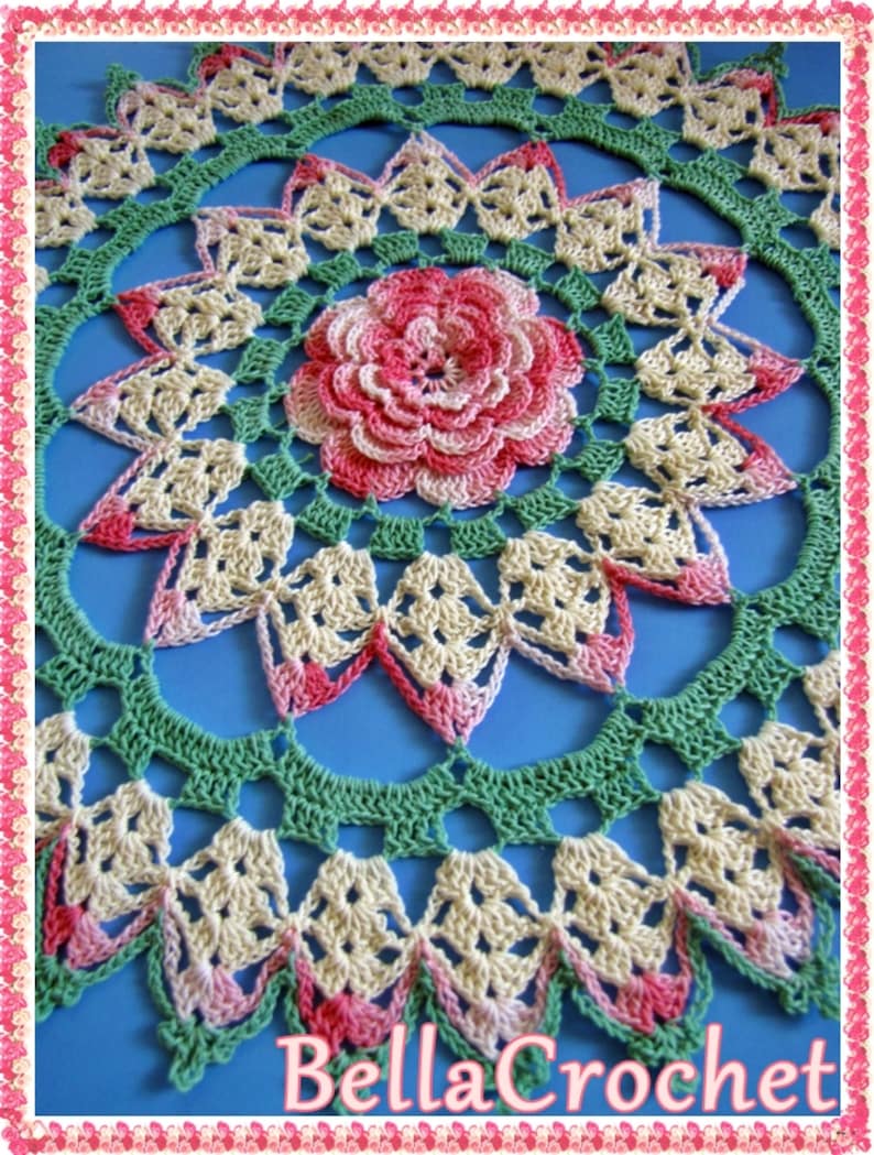 PDF Crochet Pattern: Rhapsody Rose Doily image 2