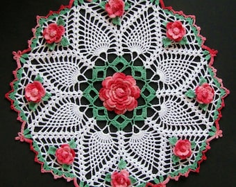 PDF Crochet Pattern: "Dorothy's Roses Doily"