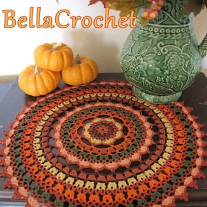 PDF Crochet Pattern:  Autumn Spice Mandala Doily