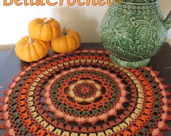 PDF Crochet Pattern:  Autumn Spice Mandala Doily