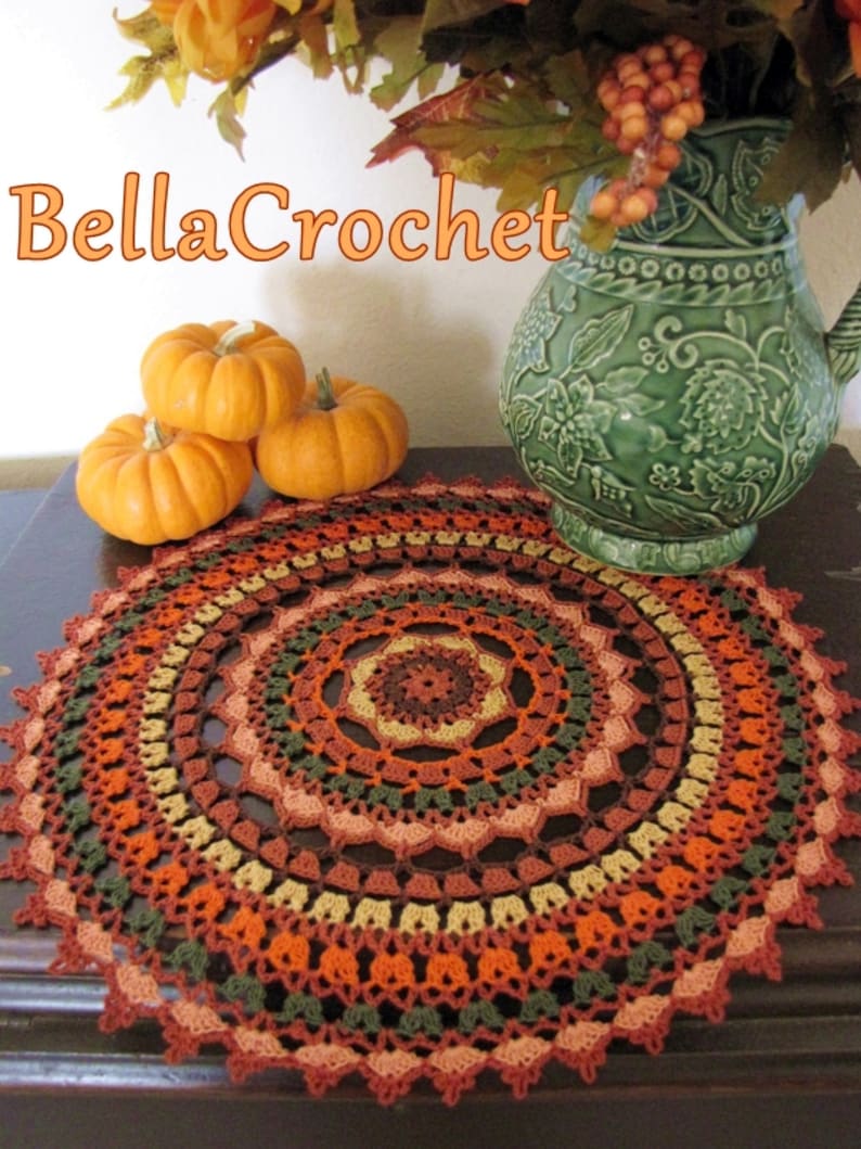 PDF Crochet Pattern: Autumn Spice Mandala Doily image 1