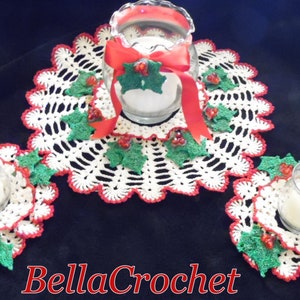 PDF Crochet Pattern- Candle Light and Holly Doily and Mini Doily