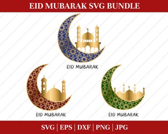 Eid Mubarak SVG Bundle: Islamic Moon Cut Files (Digital Download)