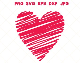 Hand Drawn Heart SVG Bundle: Doodle Sketch Design (Digital Download)