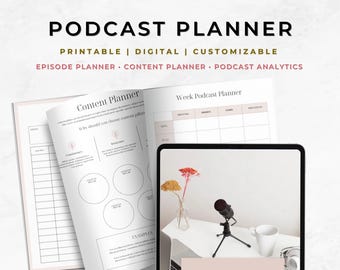 Podcast Planning Bundle, Podcast Episode Planner, Podcast Template, Podcast Tracker, Content Planner, Social Media Planner