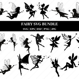 Fairy Silhouette SVG Bundle: Magic Clipart, Tooth Fairy Cut Files (Digital Download)