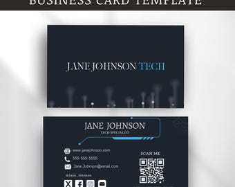 Plantilla de tarjeta de presentación personalizable / Diseño moderno y profesional / Plantilla Canva imprimible / Descarga instantánea