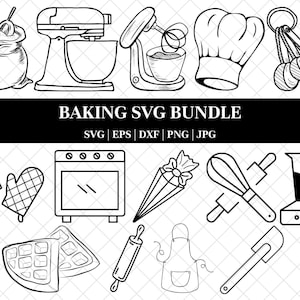 Svg bakken | Bakkerijlijntekeningen, bundel bevat cake, cupcake, keukenbord, gesplitste naam bakkerij Bevat png, jpg en svg | Commercieel gebruik