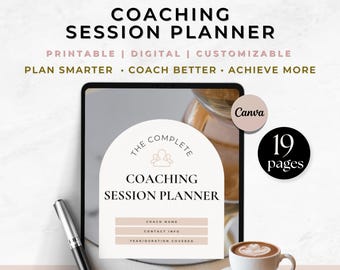 Canva-sjabloon voor coachsessieplanner: afdrukbare coachingwerkbladen (digitale download)