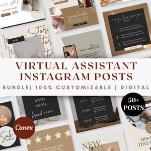 Virtual Assistants Instagram Templates: Social Media Post Bundle for Canva (Digital Download)