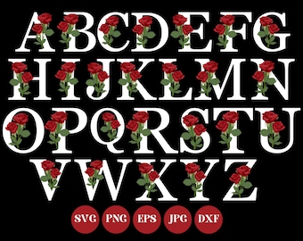 Floral Alphabet SVG: czcionka Rose Monogram (pobieranie cyfrowe)