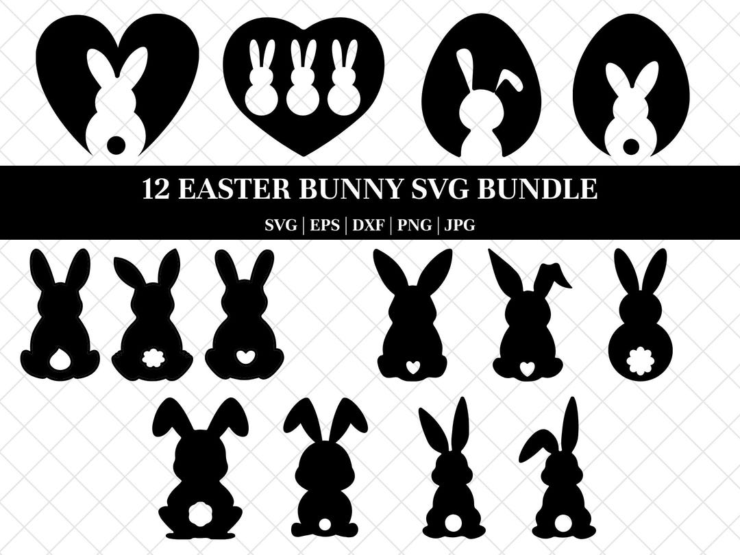 Easter Bunny SVG Bundle: Rabbit Silhouette Cut Files (digital Download ...