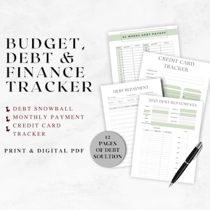 Planer & Ausgaben Tracker | Druckbare Haushaltsmappe | A5, A4, US Letter | .Schulden Tracker Sheet | Personalausweis | Spar-Challenge