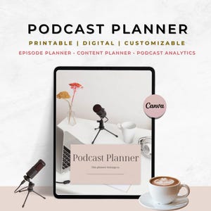 Podcast Planning Bundle | Digital Podcast Episode Tracker, Content Planner & Social Media Organizer for Podcasters