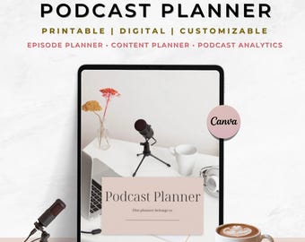 Podcast Planning Bundle | Digital Podcast Episode Tracker, Content Planner & Social Media Organizer for Podcasters