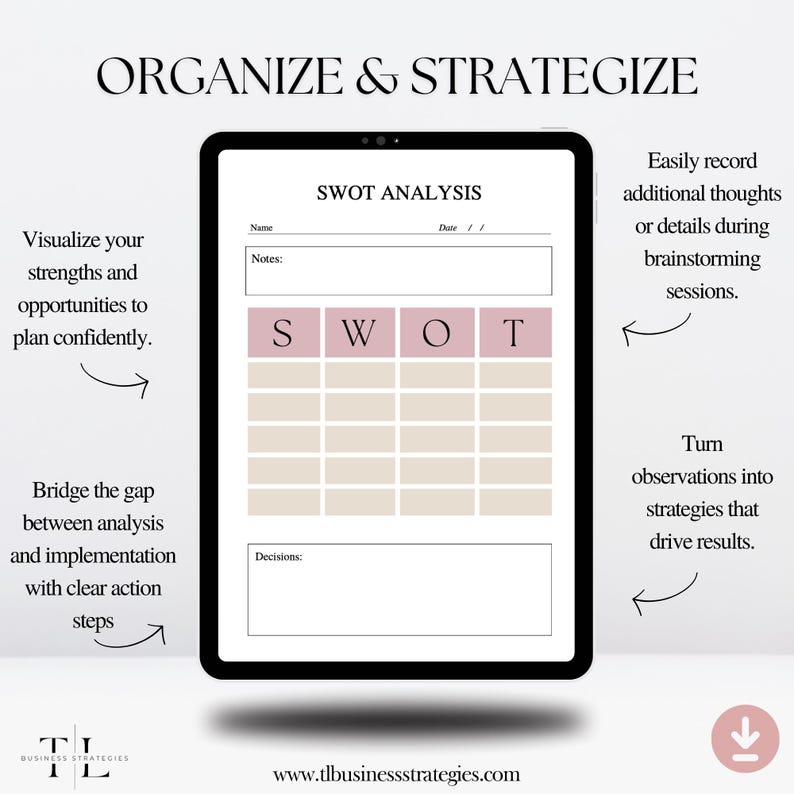 Printable SWOT Analysis Tool | A4 | US Letter | Digital PDF for ...