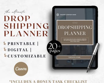 Dropshipping Business Planner: Order & Supplier Tracker (Canva Template, Digital Download)