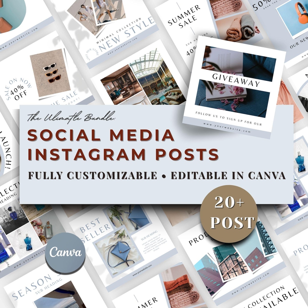 Product Mockup Instagram Post Canva Template: Social Media Bundle ...