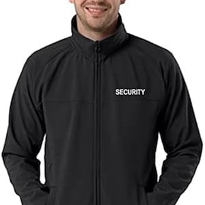 May include: Black fleece jacket with a zip fastening and two pockets. The jacket has the word "SECURITY" embroidered on the front.