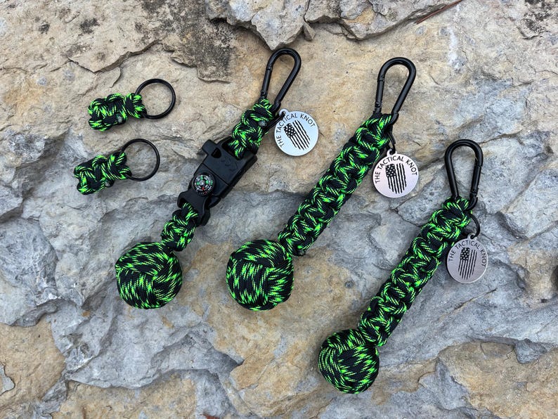 Preppers Keychains Monkey Fist Survival Kit Keychain - Zombie, Green on Black - Bug Out ...