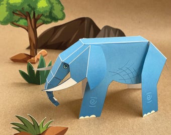DIY 3D Safari Elephant Paper Craft