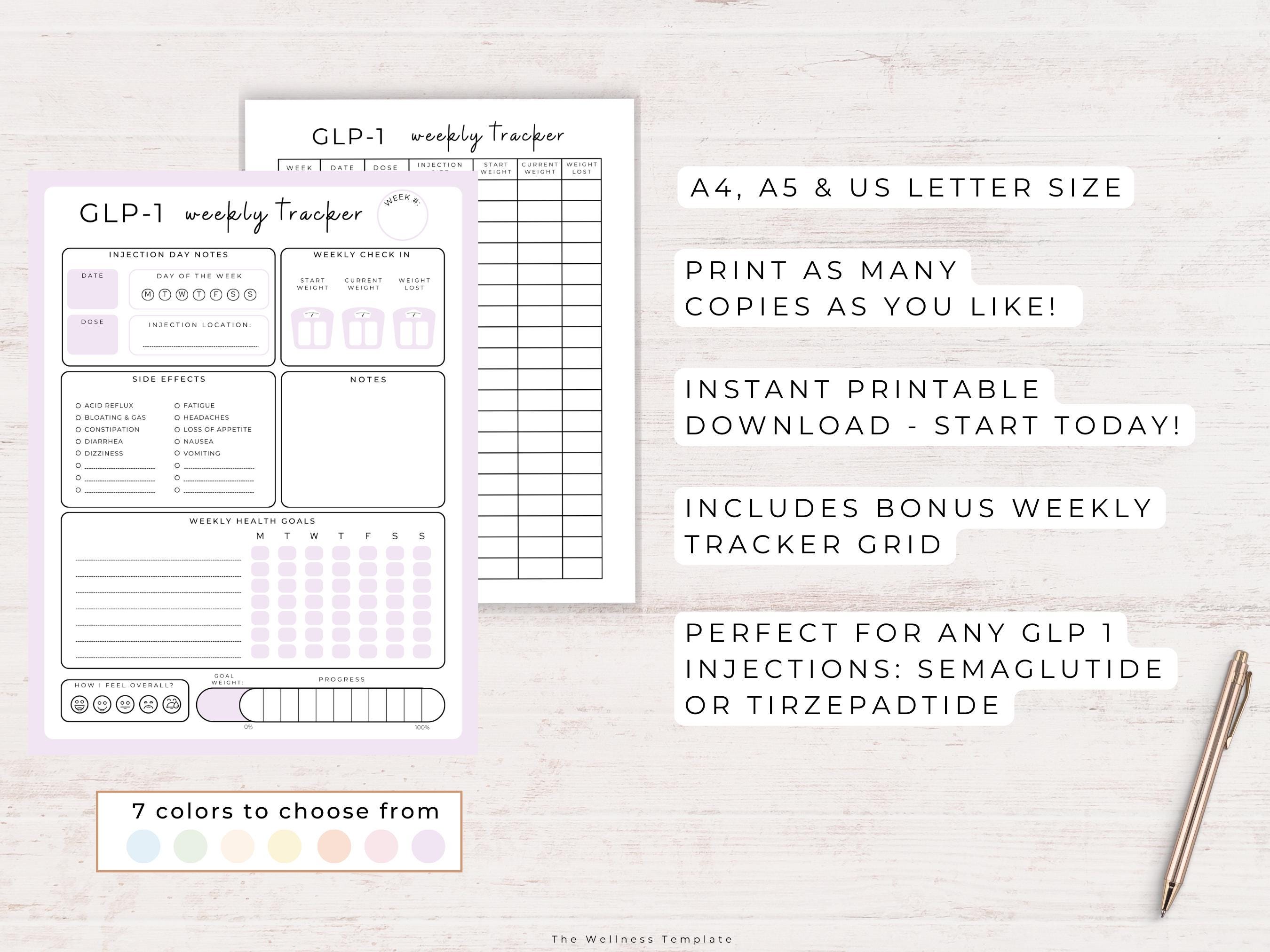 GLP1 Weight Loss Tracker Printable, Tirzepatide Weekly Journal, GLP1 ...