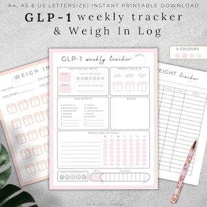 GLP-1 Weight Loss Tracker Printable Set, GLP1 Weight Loss Journal ...