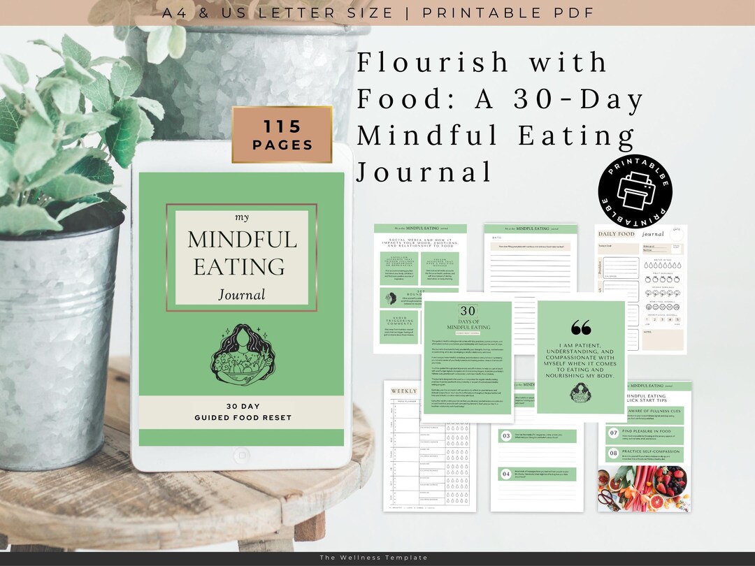 Mindful Eating Journal Printable, Daily Food Journal, Weekly Meal ...