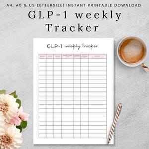 GLP1-gewichtsverliestracker afdrukbaar, Tirzepatide Weekly Journal, GLP1-grafiek, Semaglutide-logboek, samengesteld GLP-gewichtslogboek, Mounjaro, Ozempic