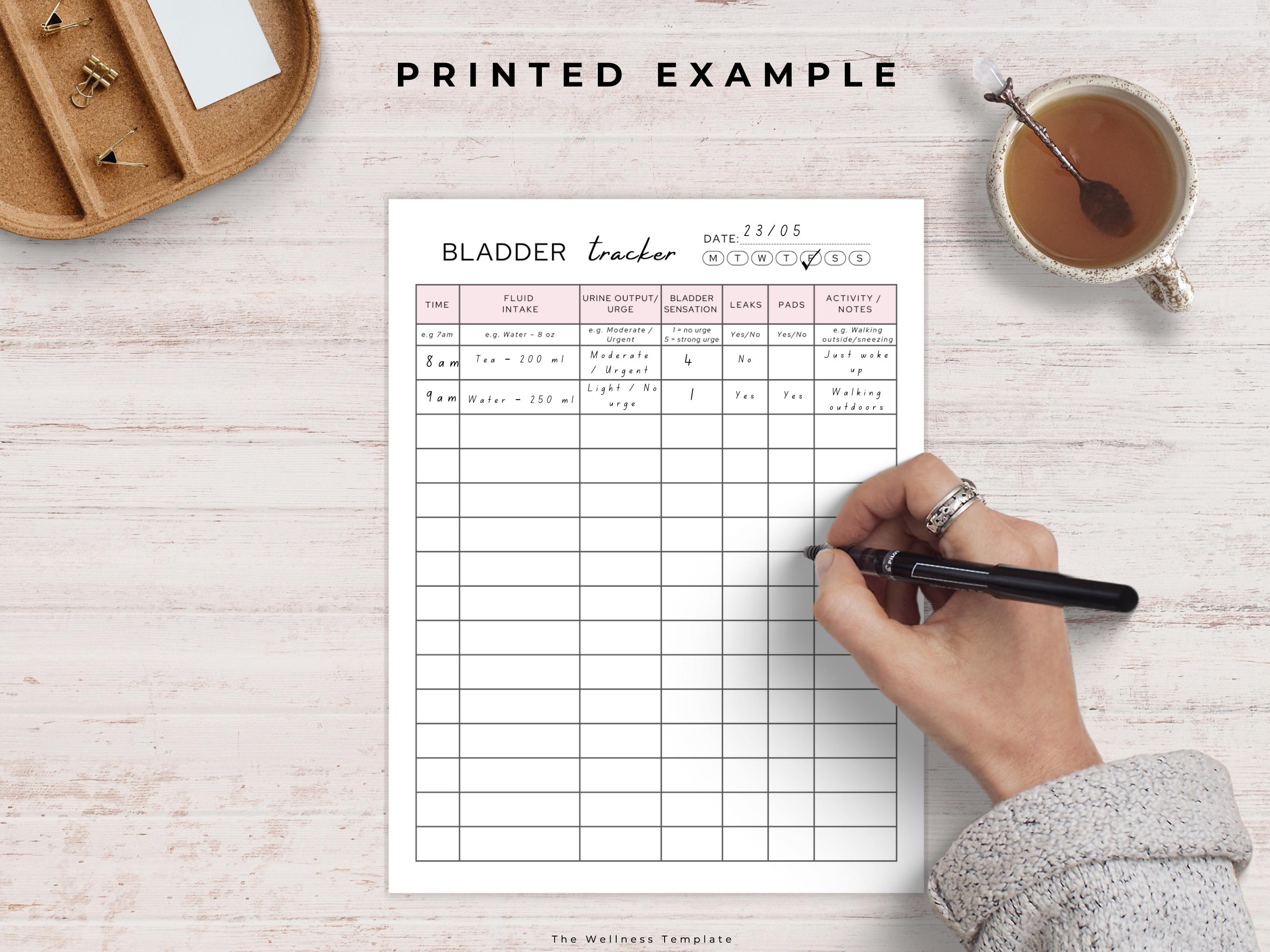 Bladder Symptom Tracker Printable, Chronic Illness, Bladder Leaks Diary ...