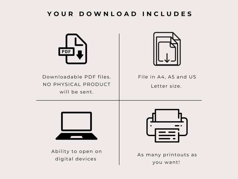 A 1-page GLP1 weight loss injection tracker printable for tracking weekly injections, weight, goals, and side effects is a digital Download. It comes in 3different sized PDFs:  A4, A5 & US letter size. Just print from home or a print shop.