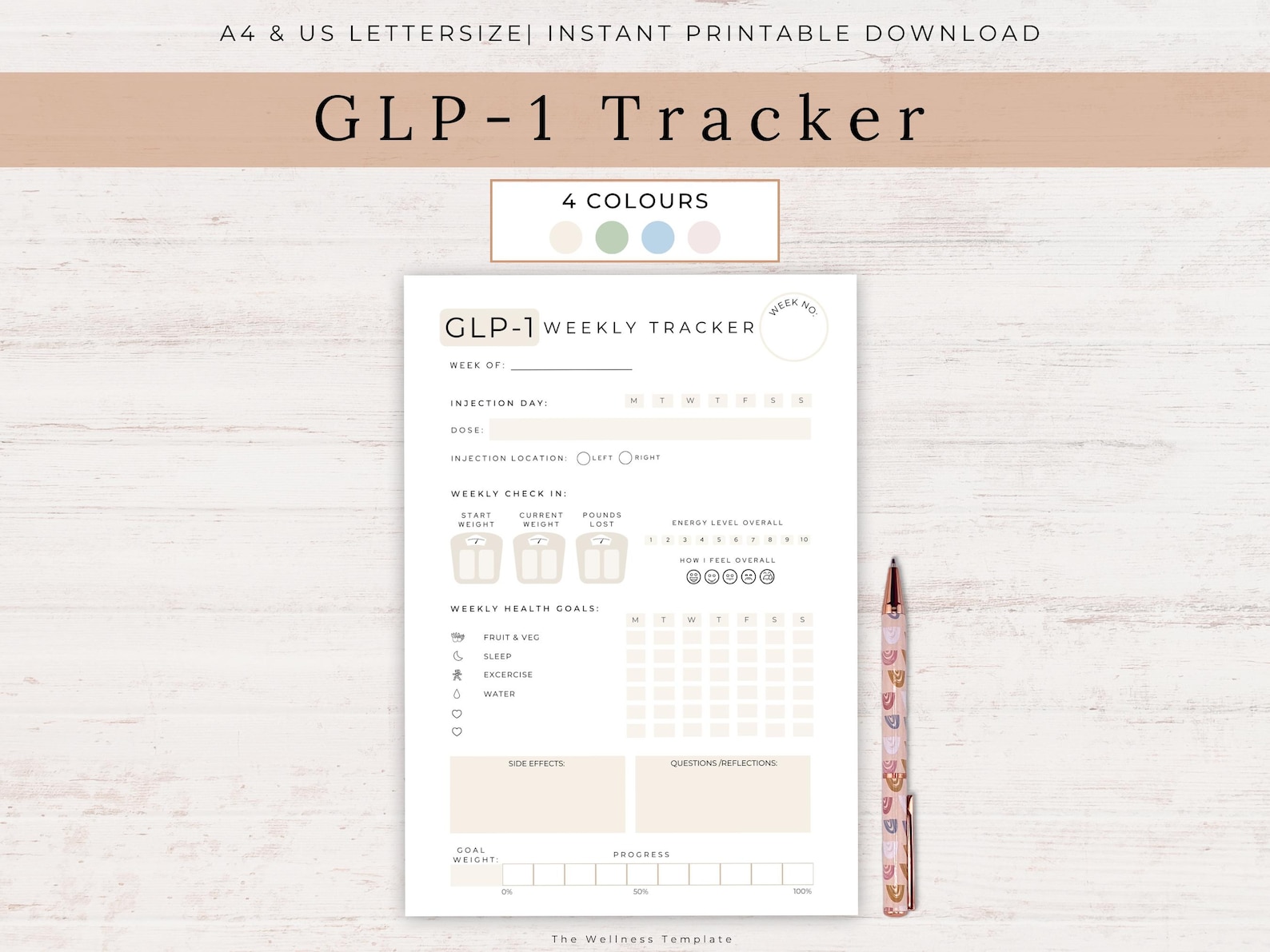 Weight Loss Injection Tracker Printable, Weight Loss Tracker, GLP1 ...