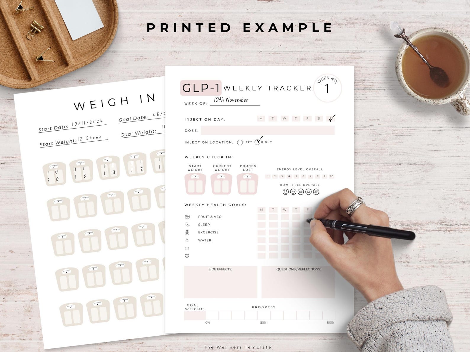 Weight Loss Injection Tracker Printable Set, Weight Loss Tracker, GLP1 ...