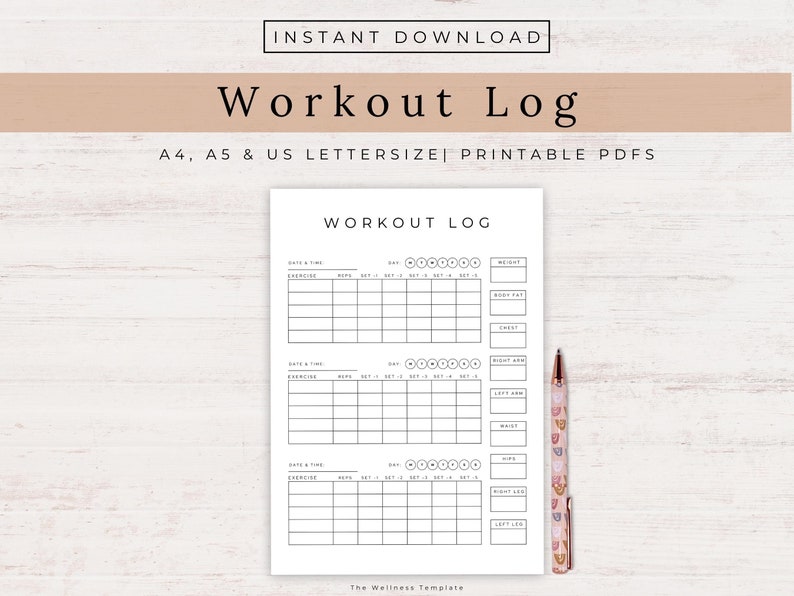 Exercise Sheet.pdf Workout Log PRINTABLE PDF, Fitness Tracker, Gym Log Sheet, Workout ...
