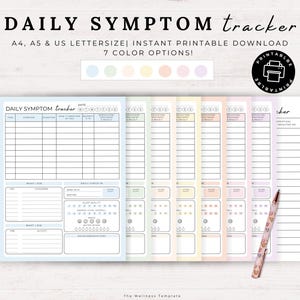 Symptom Tracker Printable, Chronic Pain, Migraine Diary, Chronic Illness, Medical Binder, Daily Pain Journal, Medical Tracker, Pain Tools