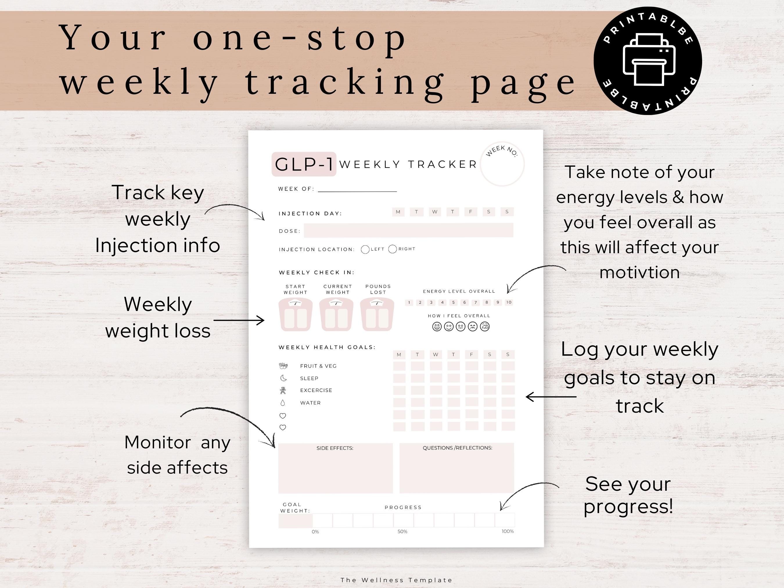 Weight Loss Injection Tracker Printable, Weight Loss Tracker, GLP1 ...