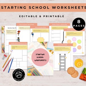 Starting school anxiety workbook, Emotional Regulation, school support activities Separation Anxiety Bundle, printable worksheets for Parent