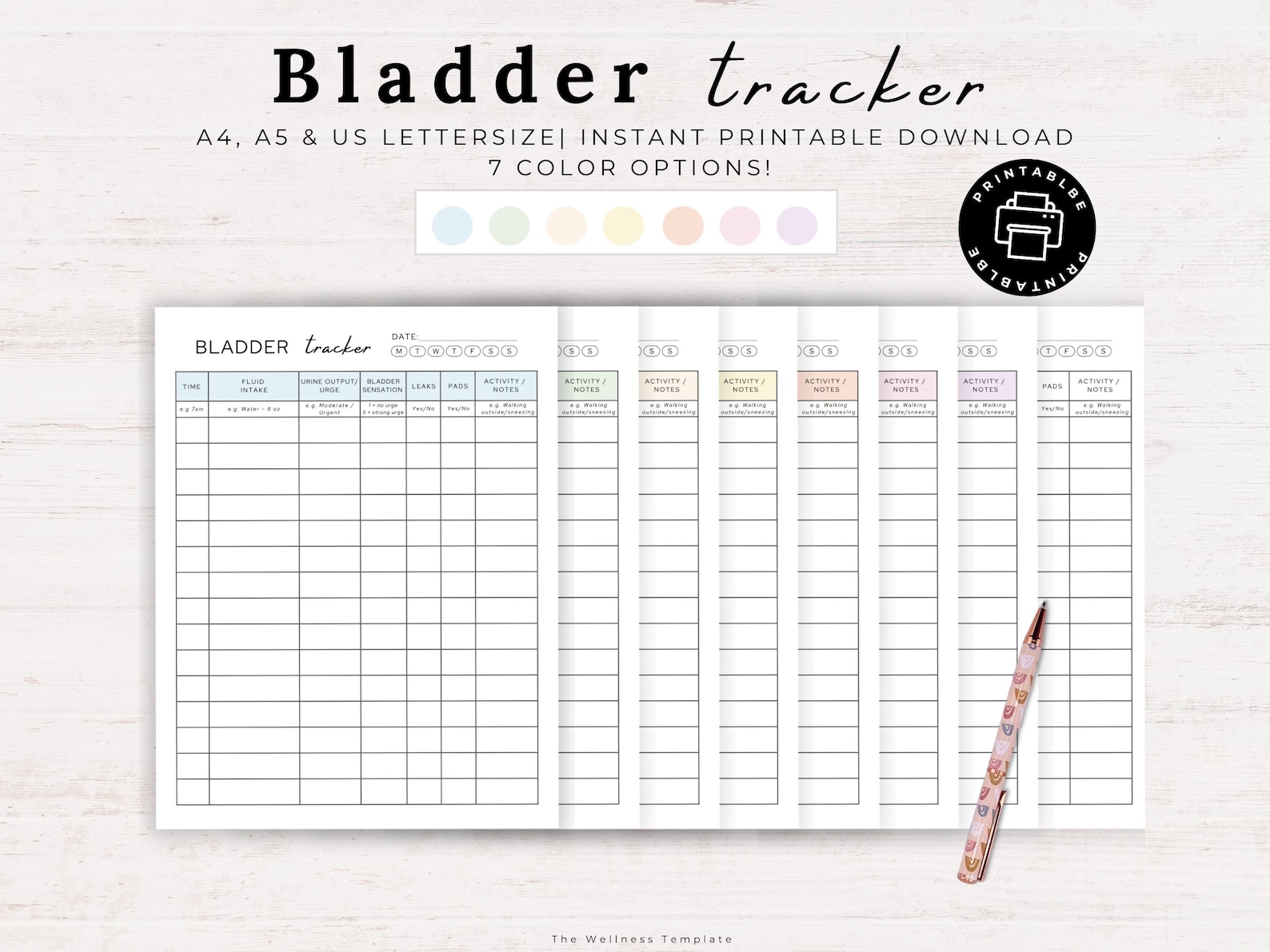 Bladder Symptom Tracker Printable, Chronic Illness, Bladder Leaks Diary ...