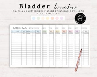 Bladder Symptom Tracker Printable, chronic illness, Bladder Leaks Diary, Frequent Urination, Chronic Urination Retention, Medical Binder PDF