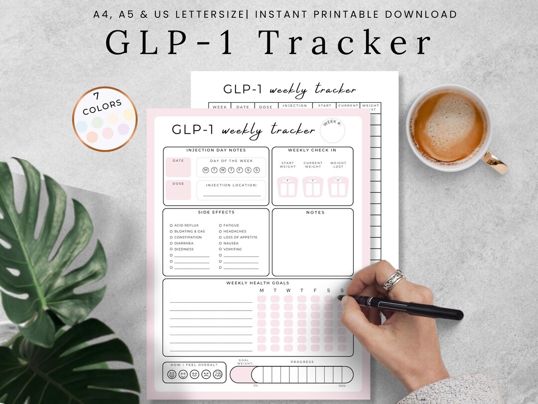 Tirzepatide Weekly Journal, GLP1 Weight Loss Tracker Printable, GLP1 ...