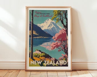 Vintage New Zealand Poster, Otago & Southland Travel Print