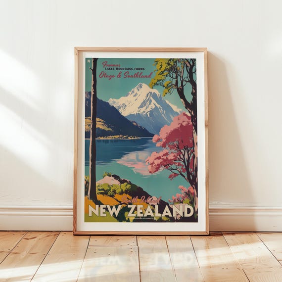 Vintage New Zealand Poster, Otago & Southland Travel Print