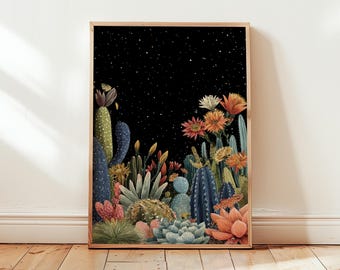 Polka Dot Cactus Wall Art: Yayoi Kusama Starry Night Desert Print