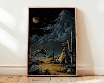 Arizona Desert Horse Art Print – Cowboy Western Wall Decor