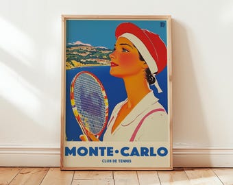 Monte Carlo Tennis Poster: Vintage Tennis Wall Art on Matte Museum Paper