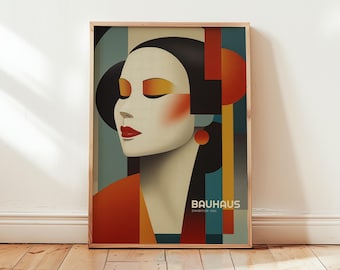 Geometric Geisha Art – Bauhaus Style Mid Century Modern Wall Print