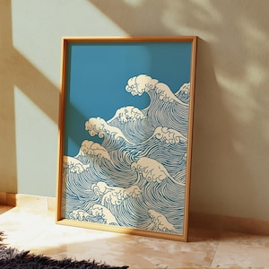 Great Waves Series Art Print | Japanese Wave Art Print | Hokusai-Inspired Wall Art | Vintage Japanese Print | Japandi Home Decor