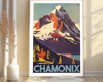 Chamonix Mont Blanc Poster, Vintage Alps Travel Print, Retro Skiing Wall Art, Chamonix Winter Sports Decor, Alpine Adventure Poster