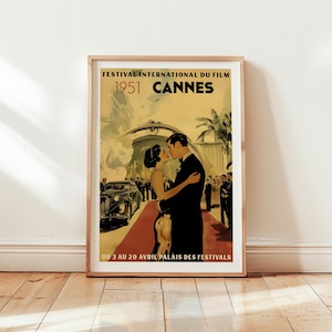 Cannes Film Festival 1951 Art Print, Vintage Red Carpet Poster, Classic Cinema Wall Art, Retro French Riviera Decor, Old Movie Poster