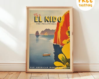 El Nido Philippines Travel Poster – Vintage Pan Am Coastal Print